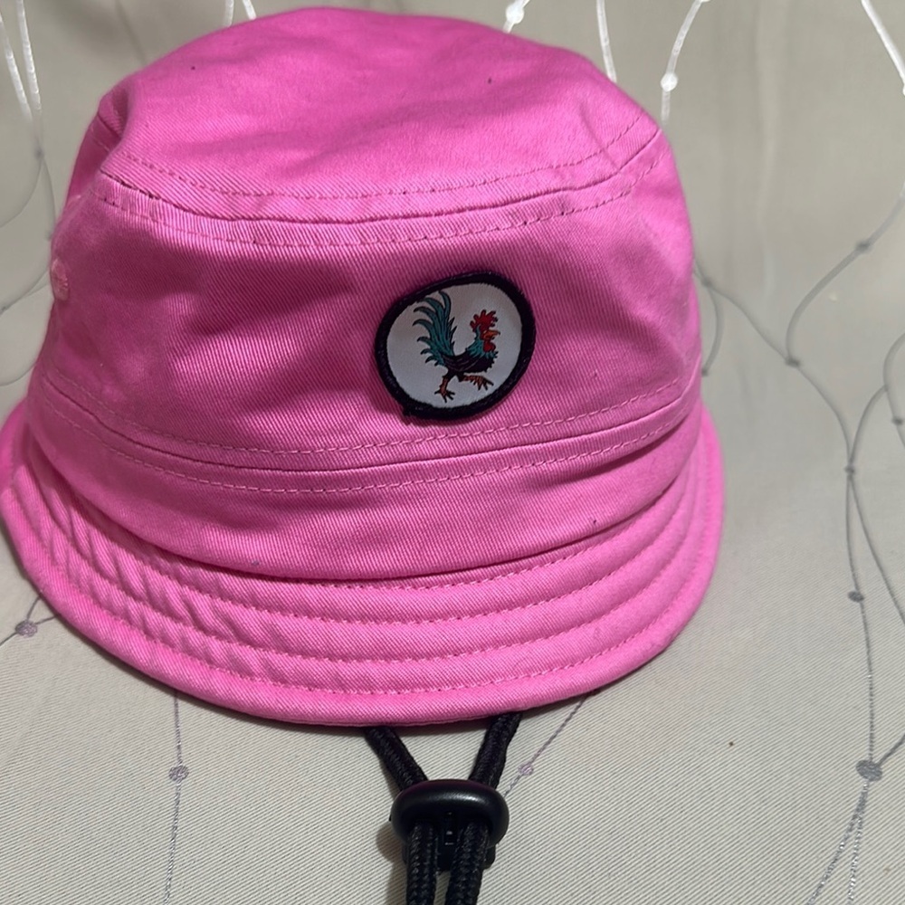 Vibrant Pink Bucket Hat with Wide Brim and Embroidered Logo